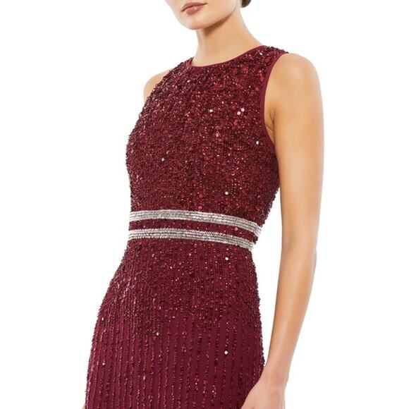 MAC DUGGAL Dress Size 4 Evening Gown Sequin Red Midi Sheath NEW Sleeveless - Picture 8 of 8